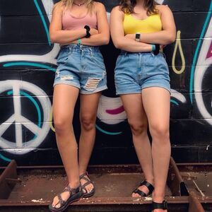 Paper bag waist distressed jean shorts size XS